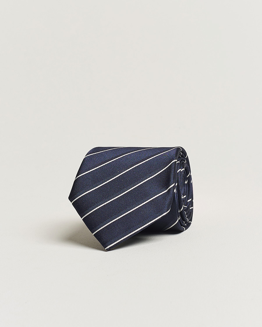 Herre | Giorgio Armani Regimental Stripe Silk Tie Navy | Giorgio Armani | Regimental Stripe Silk Tie Navy