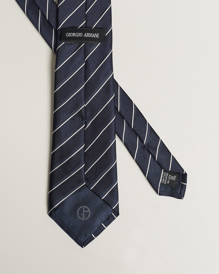 Herre | Giorgio Armani Regimental Stripe Silk Tie Navy | Giorgio Armani | Regimental Stripe Silk Tie Navy