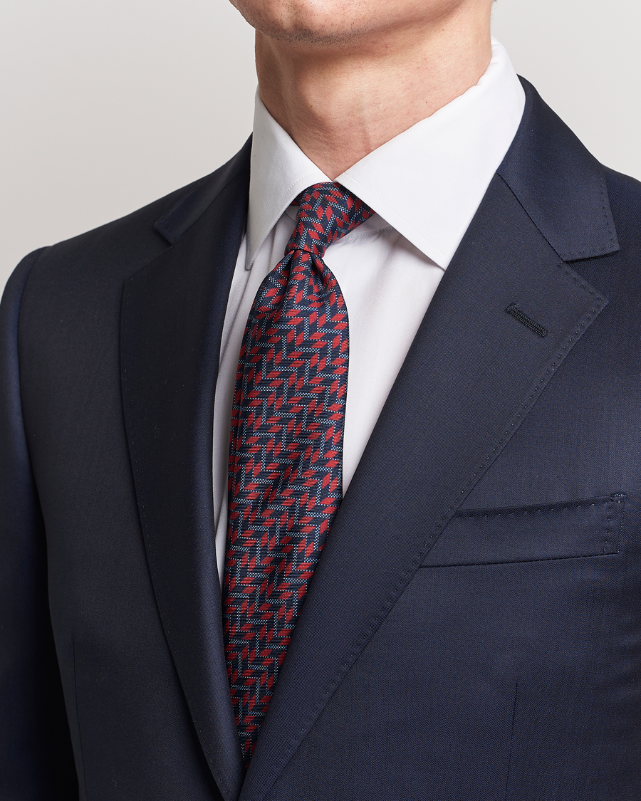 Herre | Giorgio Armani Printed Silk Tie Navy/Red | Giorgio Armani | Printed Silk Tie Navy/Red