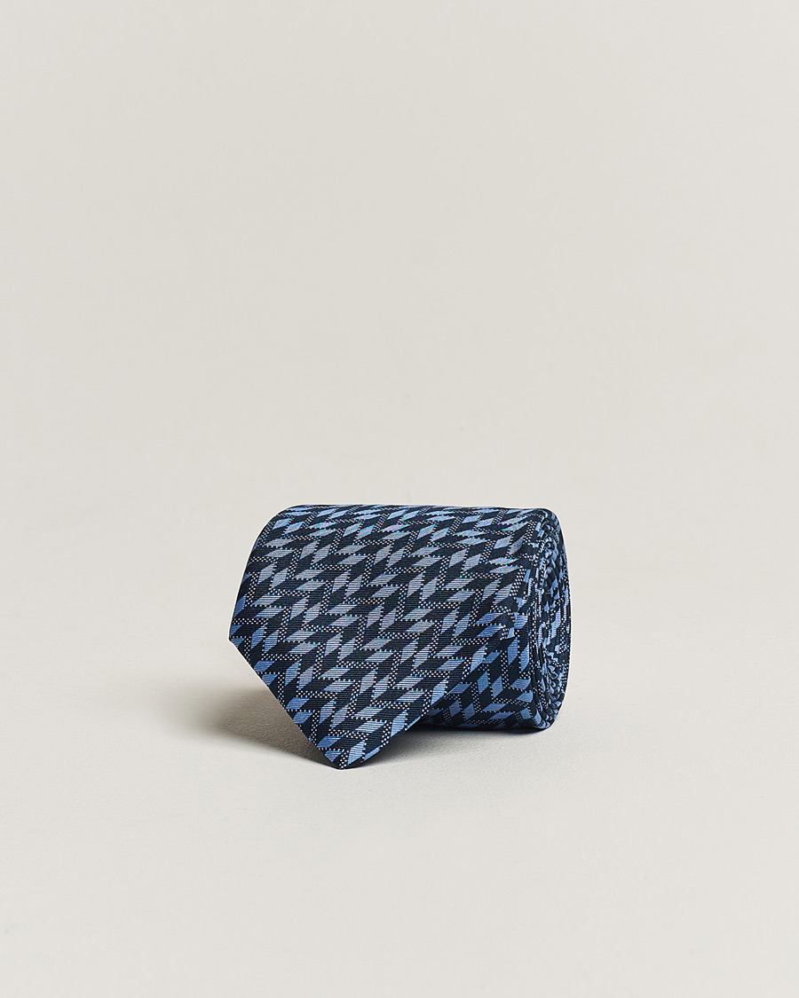 Herre |  | Giorgio Armani | Printed Silk Tie  Navy Blue