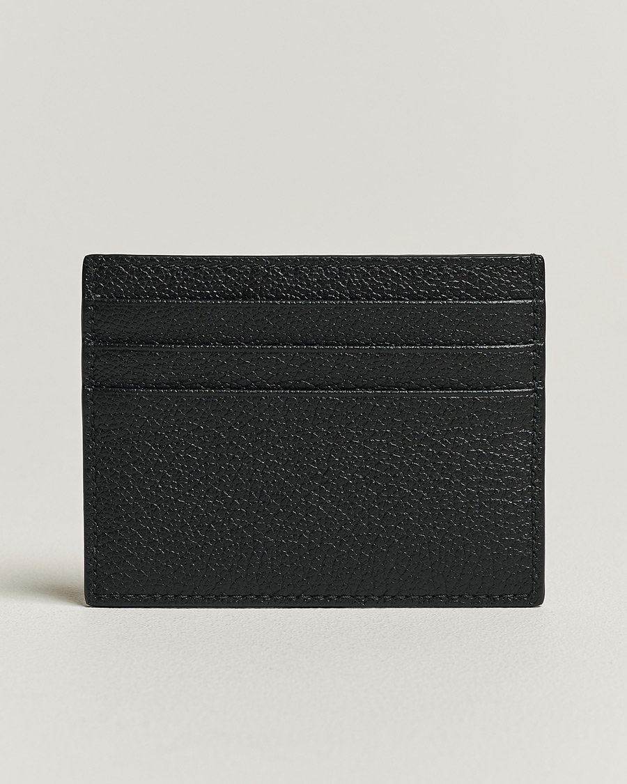 Herre | Giorgio Armani Grain Leather Card Holder Black Calf | Giorgio Armani | Grain Leather Card Holder Black Calf