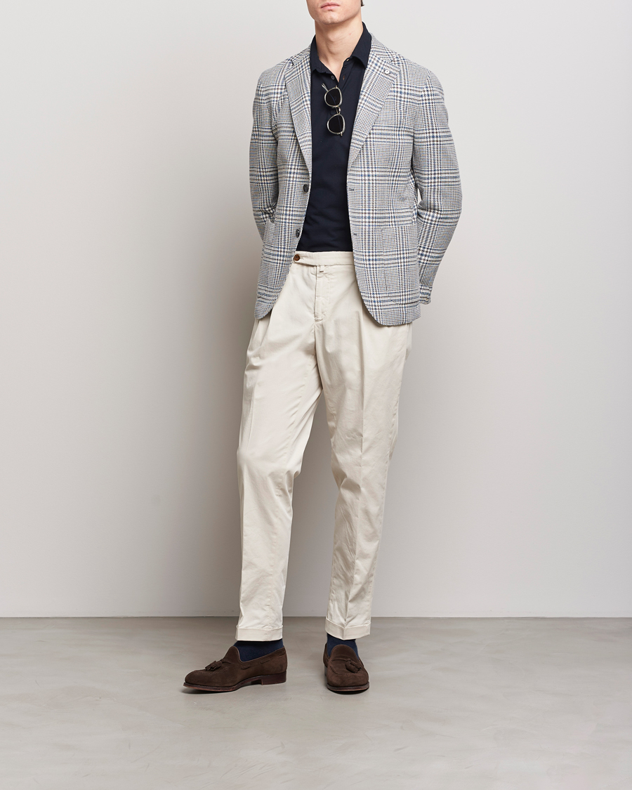 Herre | Bukser | Briglia 1949 | Easy Fit Pleated Cotton Stretch Chino Cream