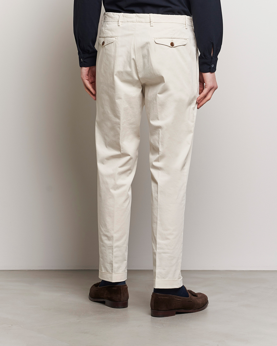 Herre | Bukser | Briglia 1949 | Easy Fit Pleated Cotton Stretch Chino Cream
