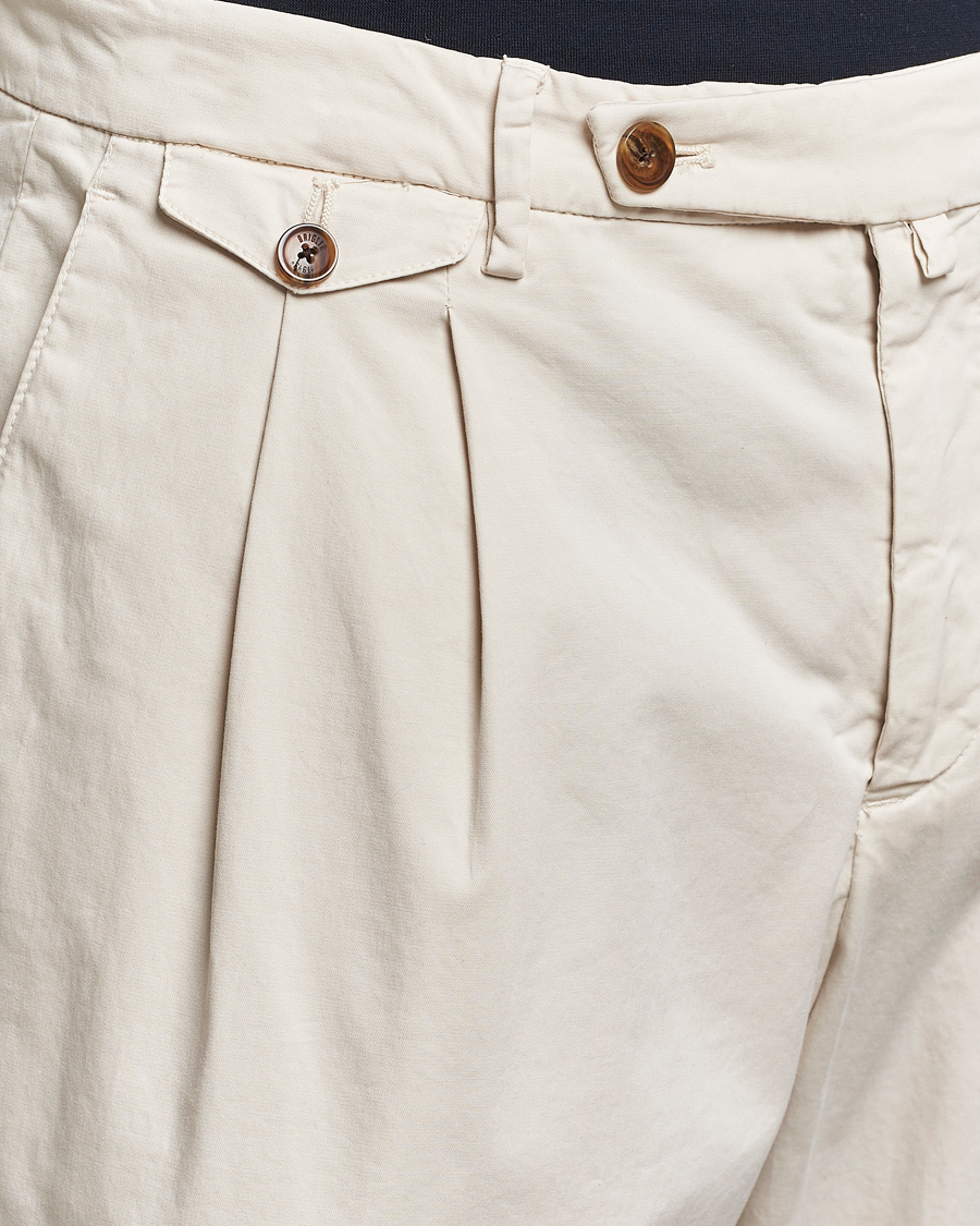 Herre | Bukser | Briglia 1949 | Easy Fit Pleated Cotton Stretch Chino Cream
