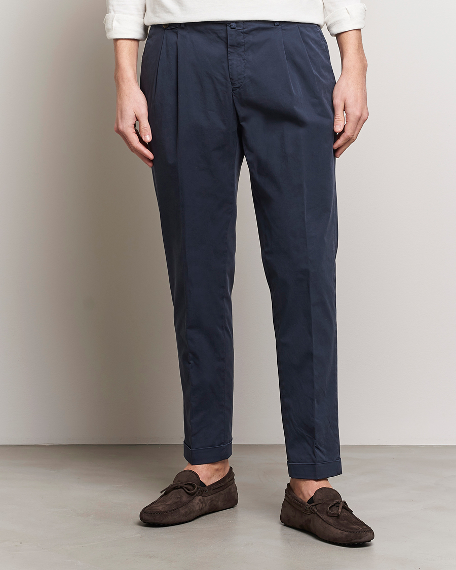 Herre | Afdelinger | Briglia 1949 | Easy Fit Pleated Cotton Stretch Chino Navy