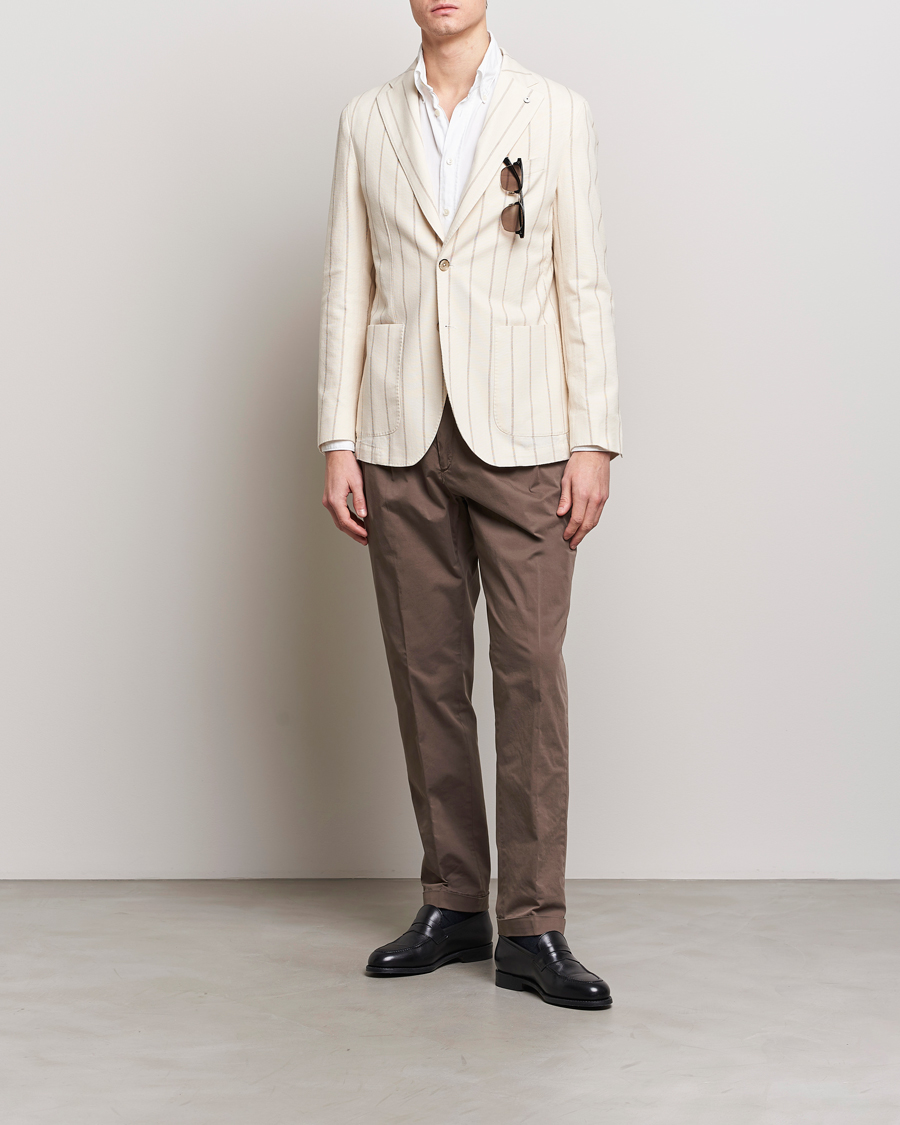 Herre | Bukser | Briglia 1949 | Easy Fit Pleated Cotton Stretch Chino Brown