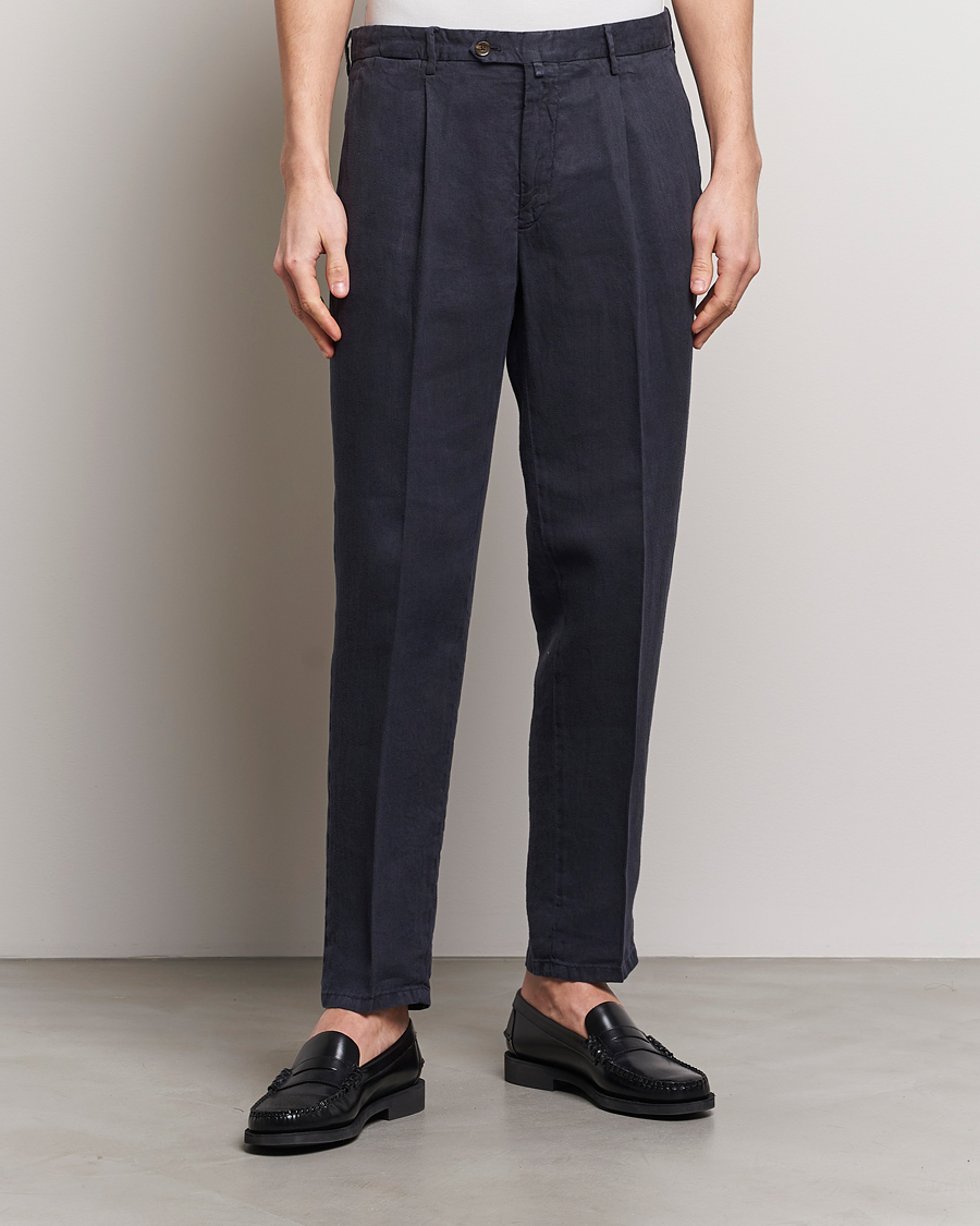 Herre | Tøj | Briglia 1949 | Pleated Linen Trousers Navy