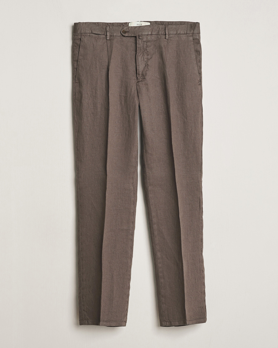 Herr |  | Briglia 1949 | Pleated Linen Trousers Brown