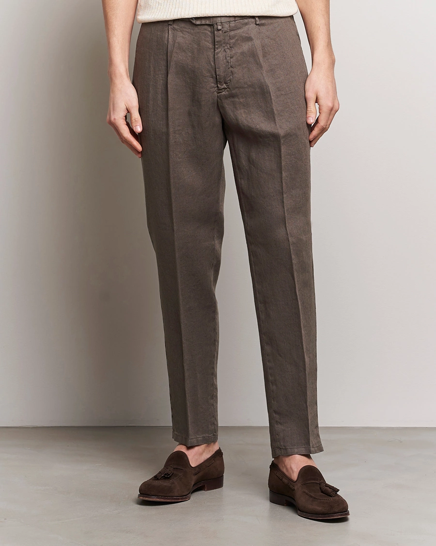 Herre | Italian Department | Briglia 1949 | Pleated Linen Trousers Brown