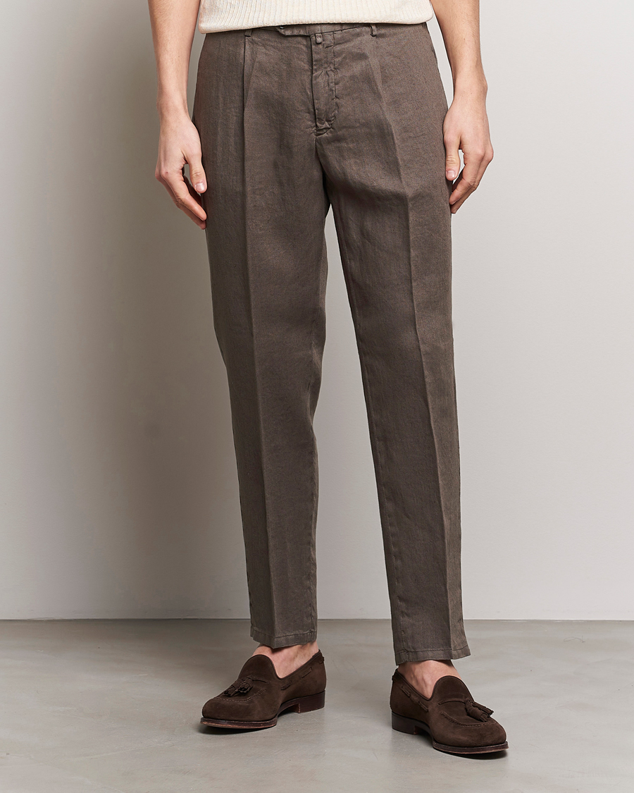 Herre | Briglia 1949 | Briglia 1949 | Pleated Linen Trousers Brown