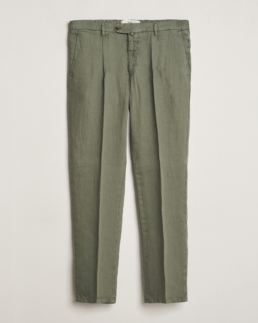 Herr |  | Briglia 1949 | Pleated Linen Trousers Olive