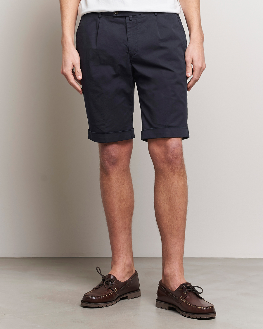 Herre | Tøj | Briglia 1949 | Pleated Cotton Shorts Navy
