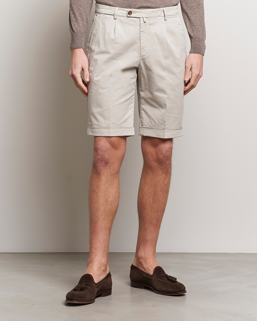 Herre | Italian Department | Briglia 1949 | Pleated Cotton Shorts Beige