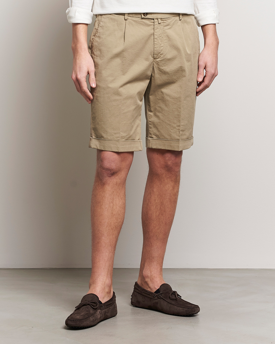 Herre | Tøj | Briglia 1949 | Pleated Cotton Shorts Taupe
