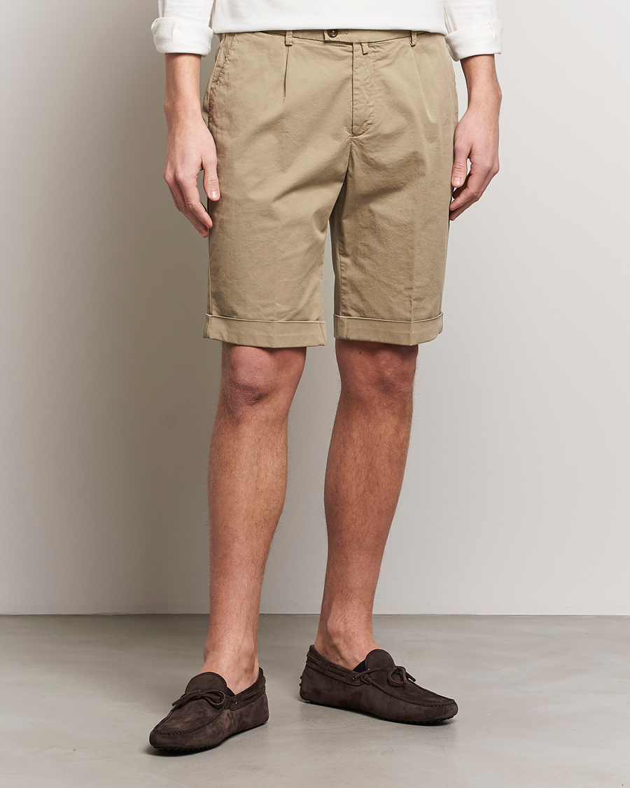 Herre | Chinosshorts | Briglia 1949 | Pleated Cotton Shorts Taupe