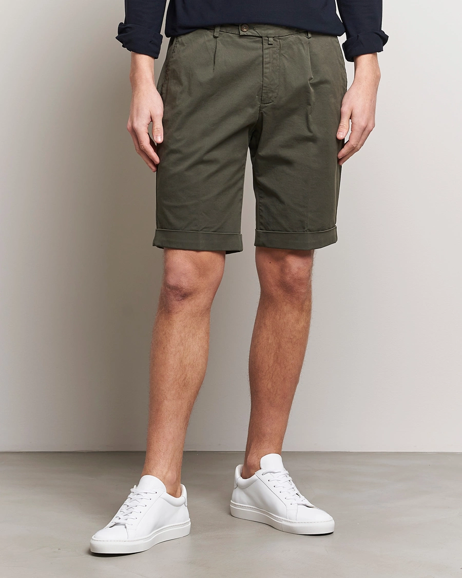 Herre | Chino shorts | Briglia 1949 | Pleated Cotton Shorts Olive