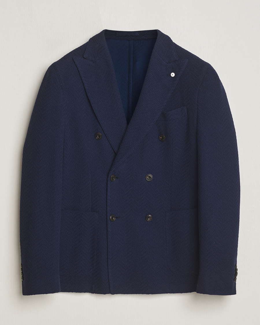 Herre | Blazere & jakker | L.B.M. 1911 | Double Breasted Jersey Punto Blazer Navy