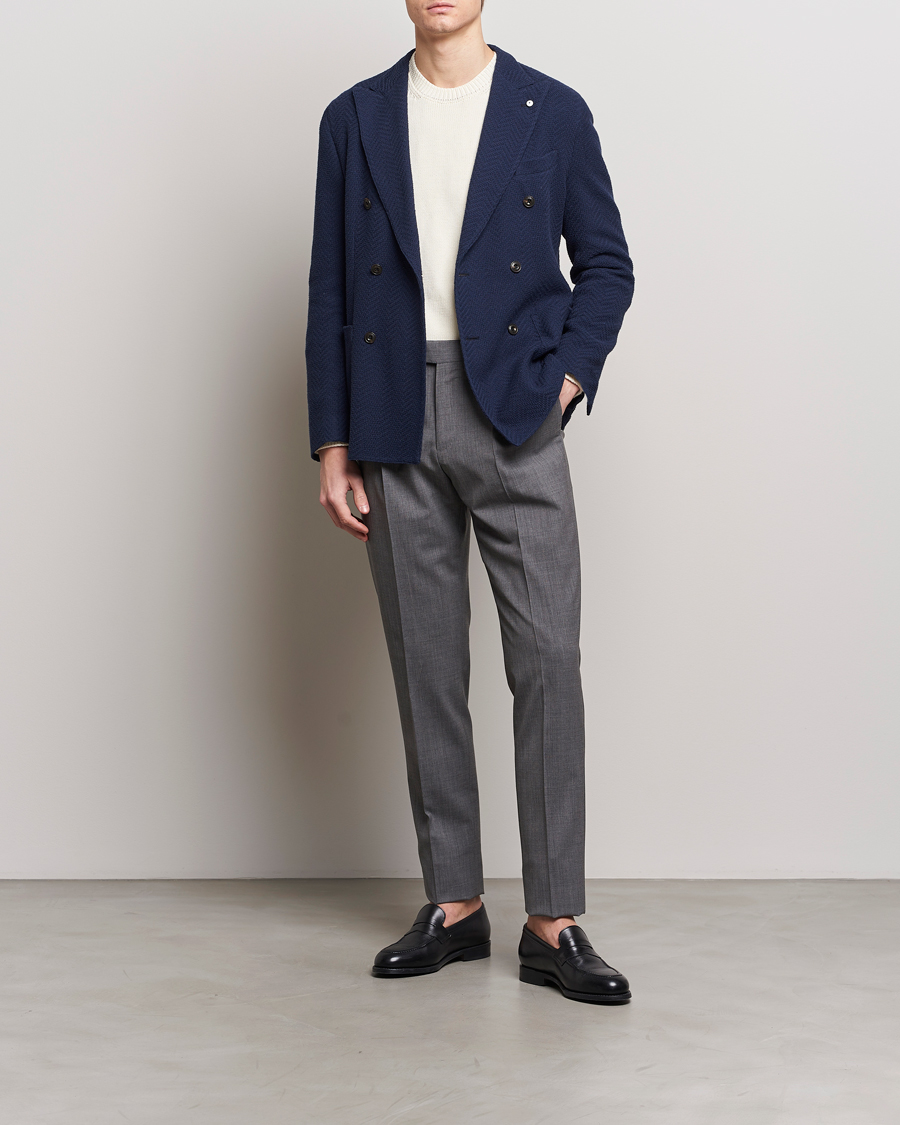 Herre | Blazere & jakker | L.B.M. 1911 | Double Breasted Jersey Punto Blazer Navy