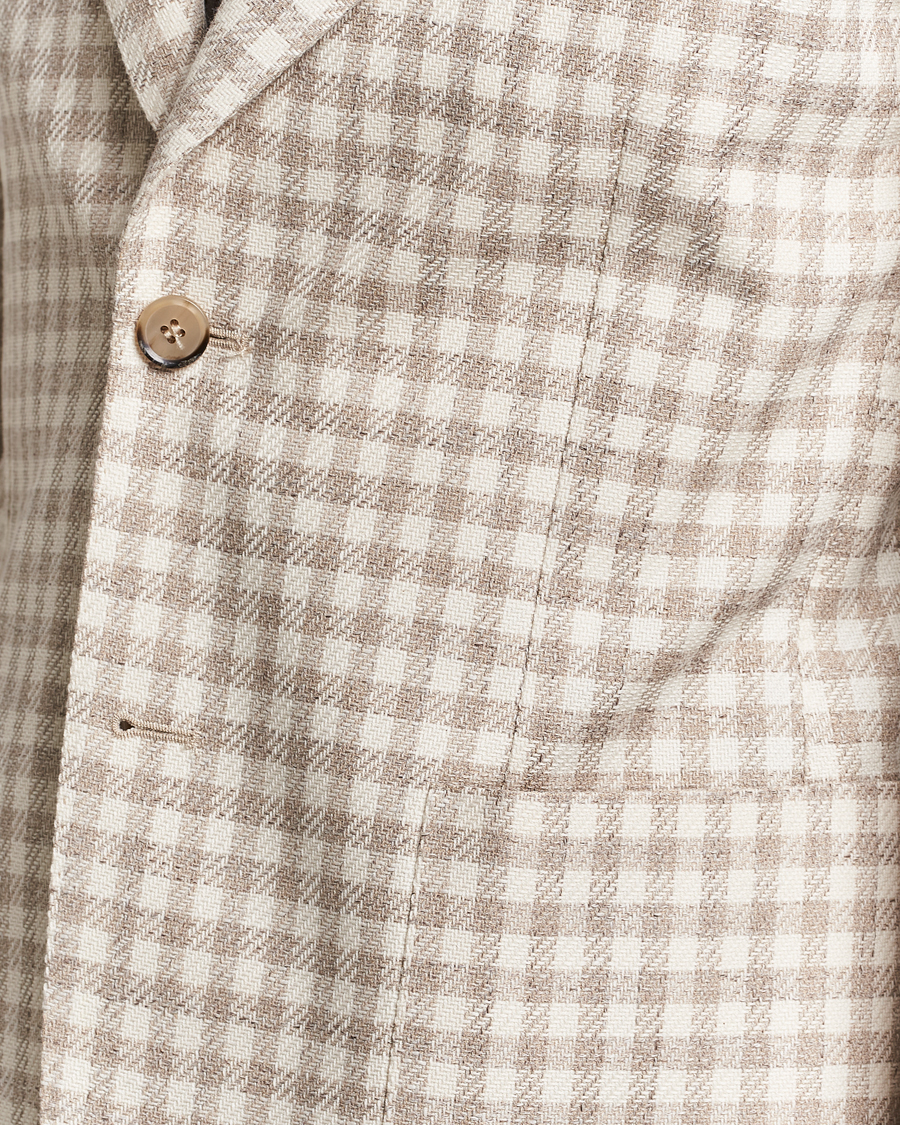 Herre | Blazere & jakker | L.B.M. 1911 | Checked Cotton Peak Lapel Blazer Beige