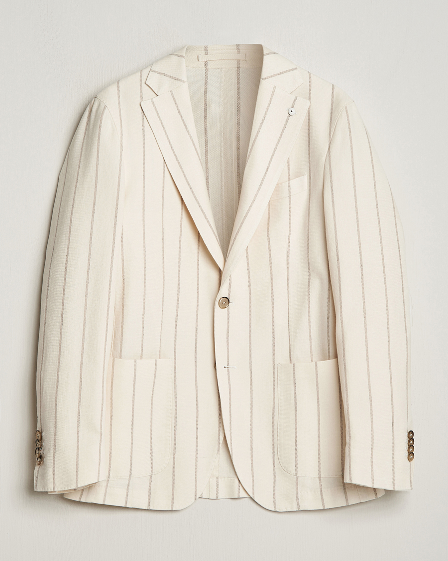 Herre | Blazere & jakker | L.B.M. 1911 | Striped Cotton Blazer Beige