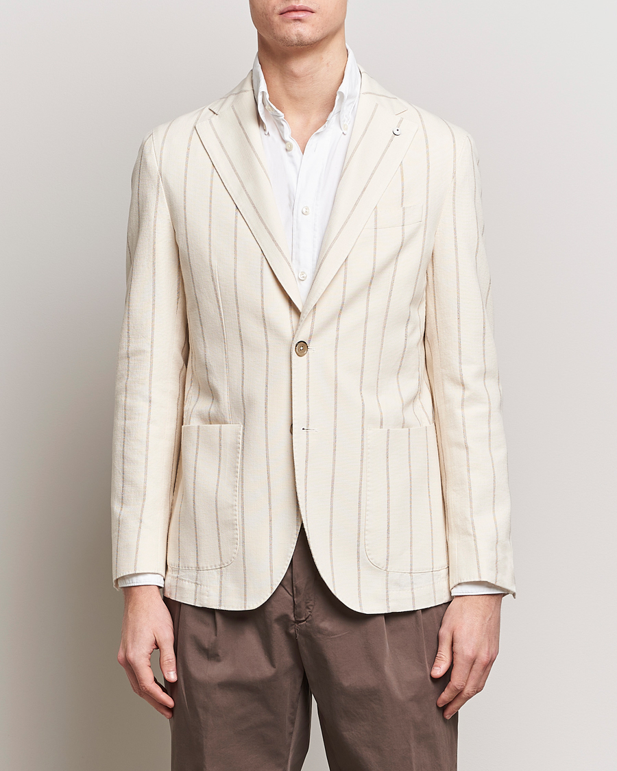 Herr | Bomullskavajer | L.B.M. 1911 | Striped Cotton Blazer Beige