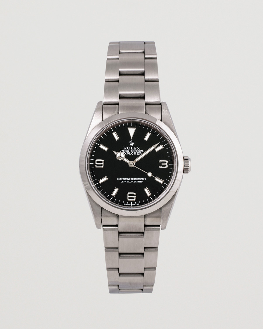 Herre | Rolex Pre-Owned Explorer 114270 Steel Black Silver | Rolex Pre-Owned | Explorer 114270 Steel Black Silver
