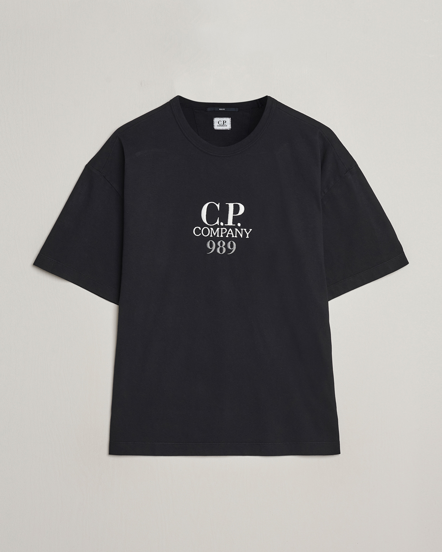 Herre | T-Shirts | C.P. Company | Brushed Cotton Embroidery Logo T-Shirt Black