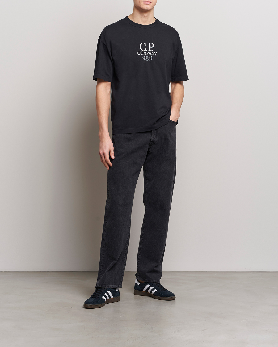Herre | T-Shirts | C.P. Company | Brushed Cotton Embroidery Logo T-Shirt Black