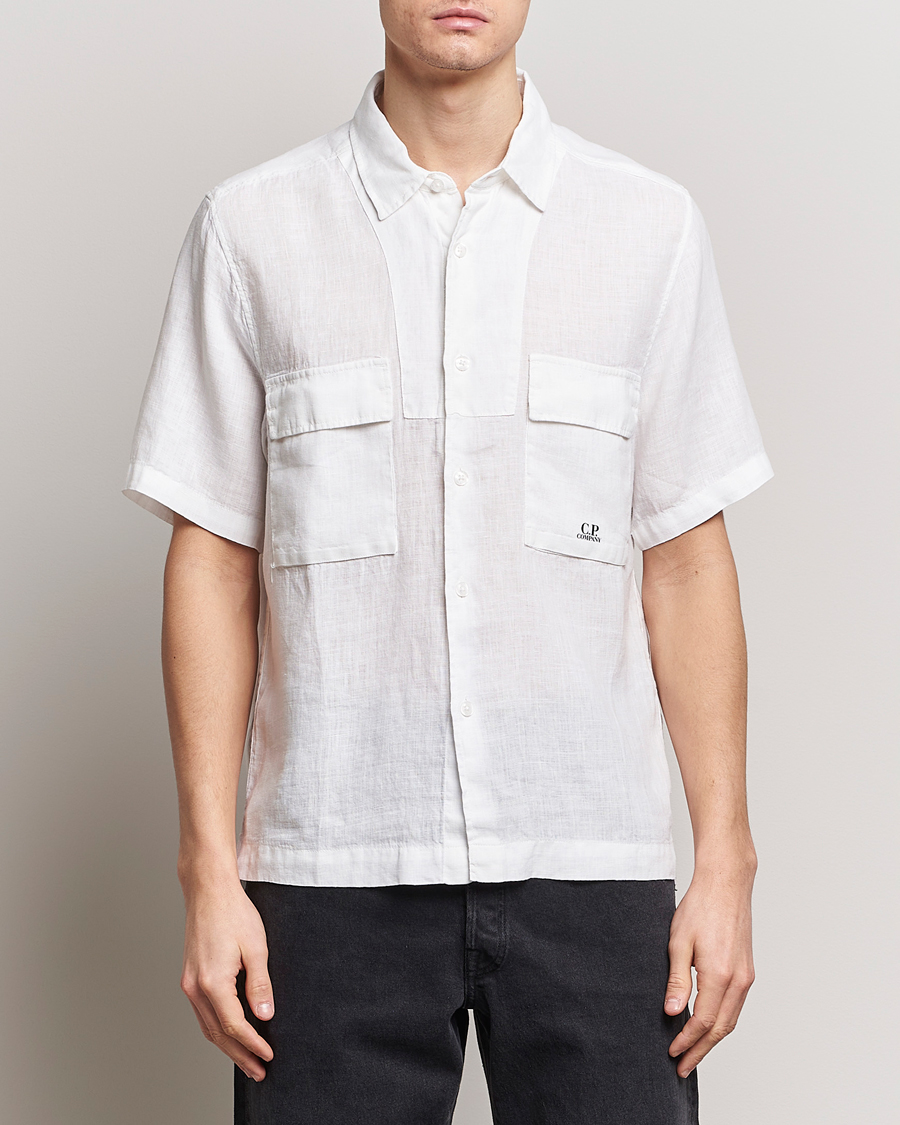 Herre | Skjorter | C.P. Company | Short Sleeve Linen Shirt White