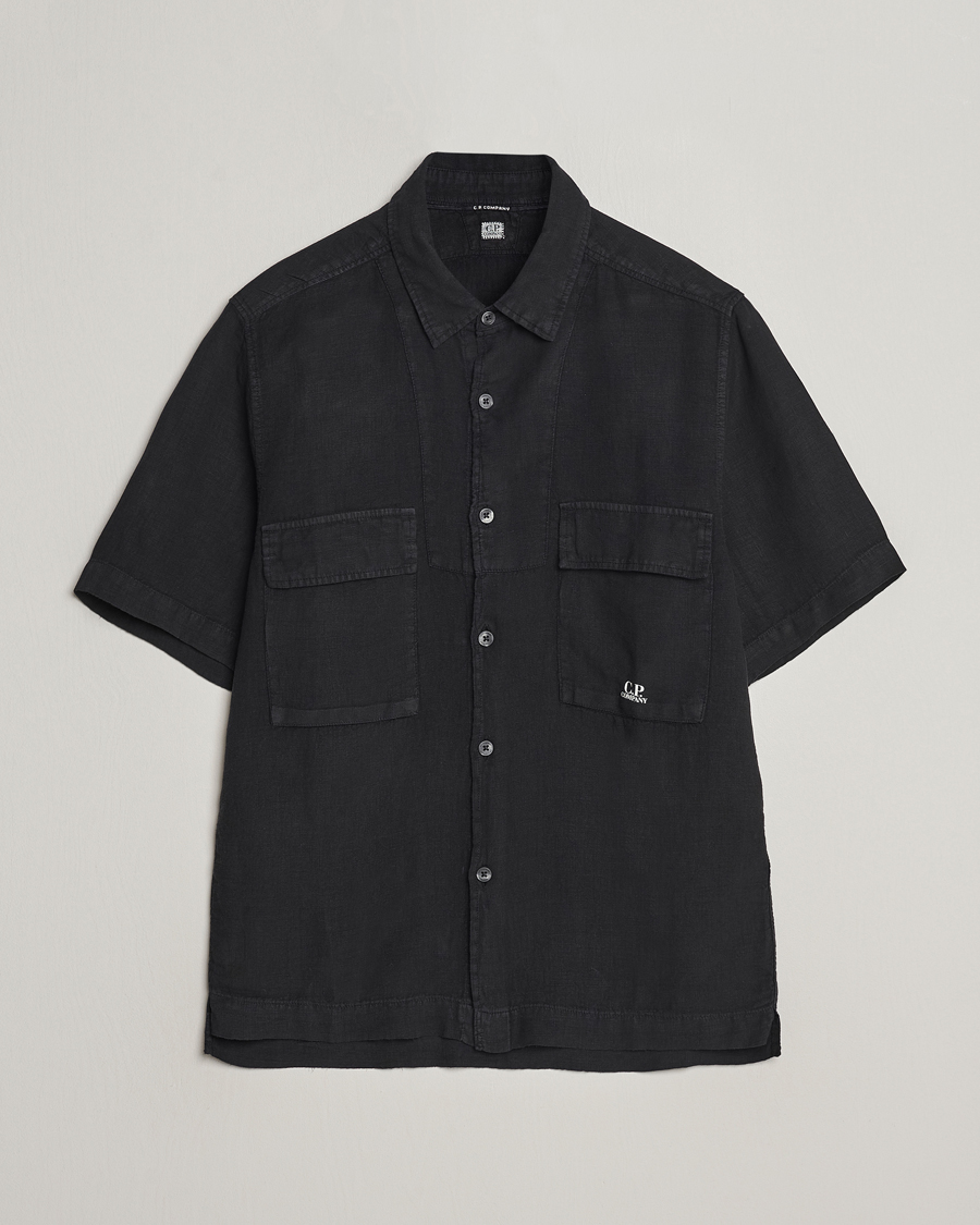 Herre | Skjorter | C.P. Company | Short Sleeve Linen Shirt Black