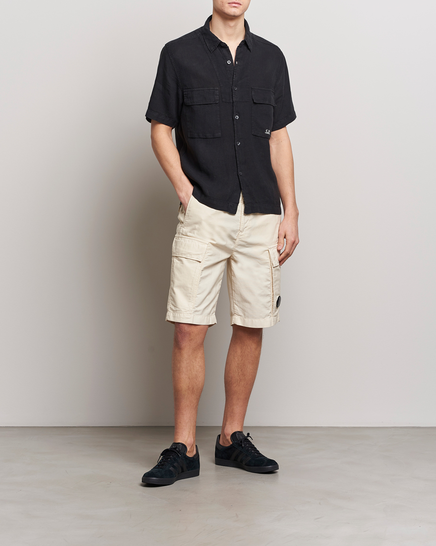 Herre | Skjorter | C.P. Company | Short Sleeve Linen Shirt Black