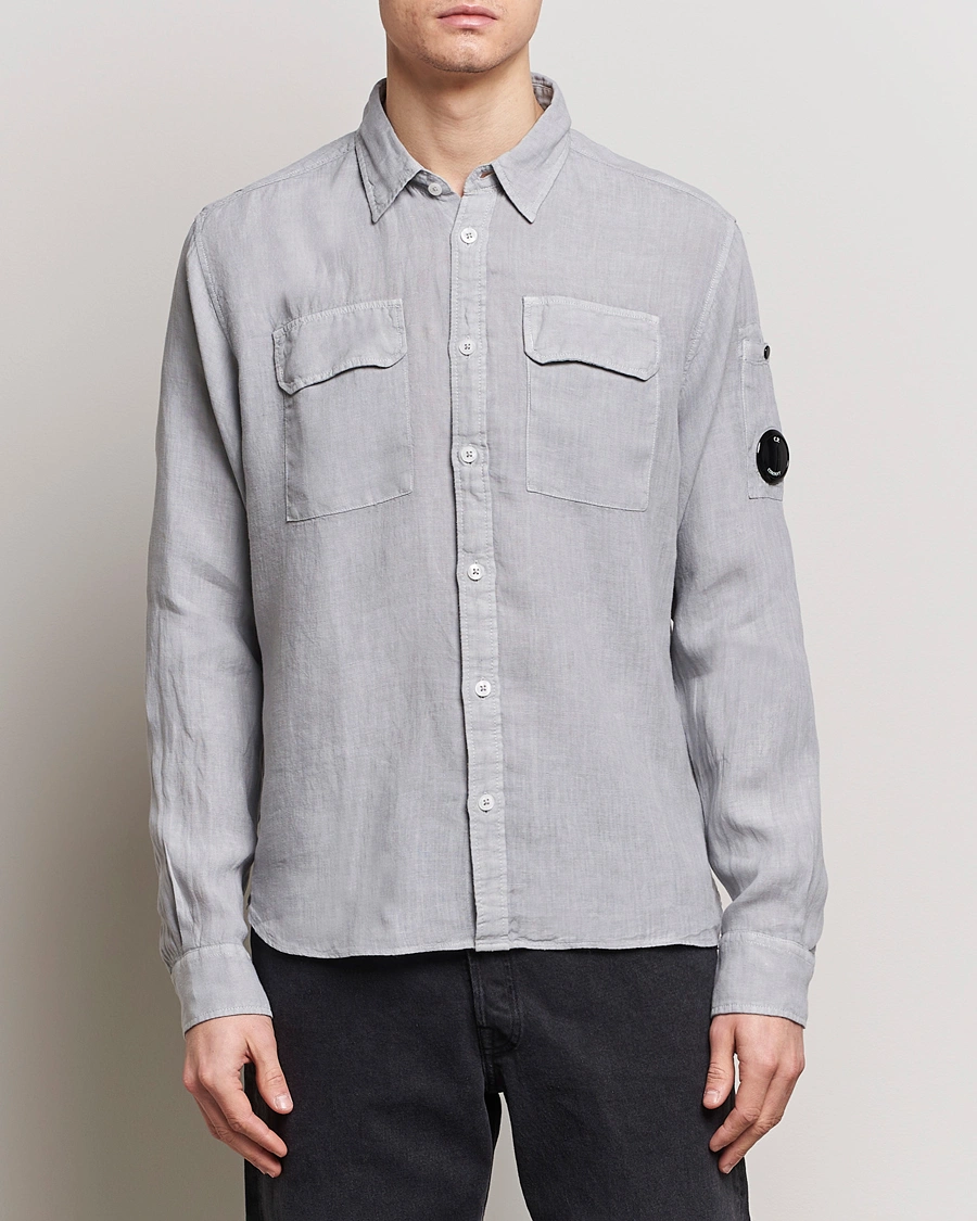Herre | Hørskjorter | C.P. Company | Long Sleeve Linen Shirt Grey