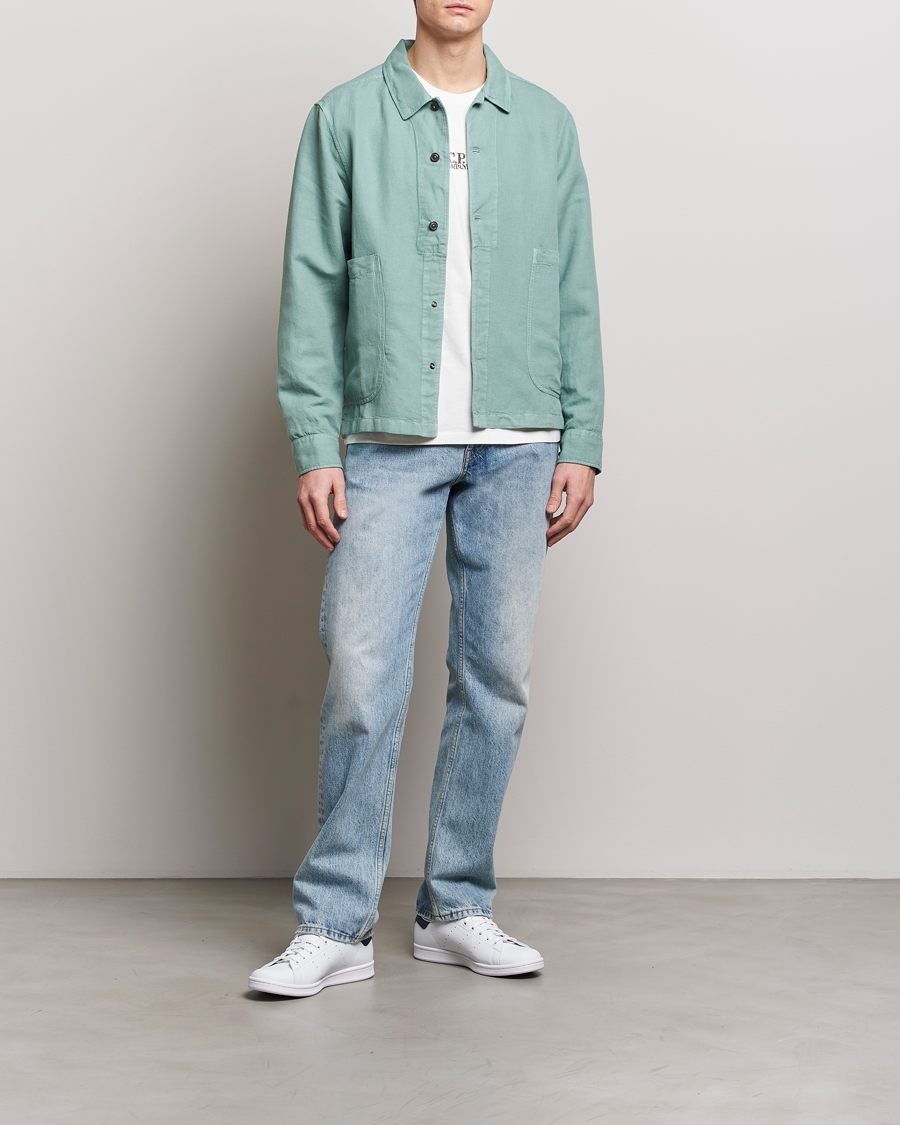 Herre | Skjorter | C.P. Company | Broken Linen/Cotton Overshirt Light Green