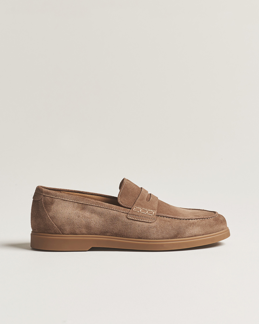 Herre | Loake 1880 Lucca Suede Penny Loafer Flint | Loake 1880 | Lucca Suede Penny Loafer Flint