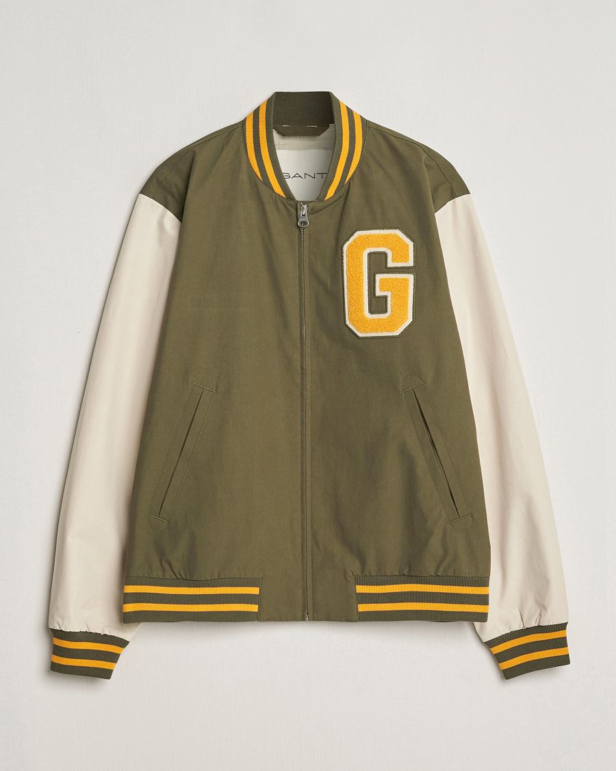 Herre | Jakker | GANT | Light Varsity Jacket Green/Soft Oat