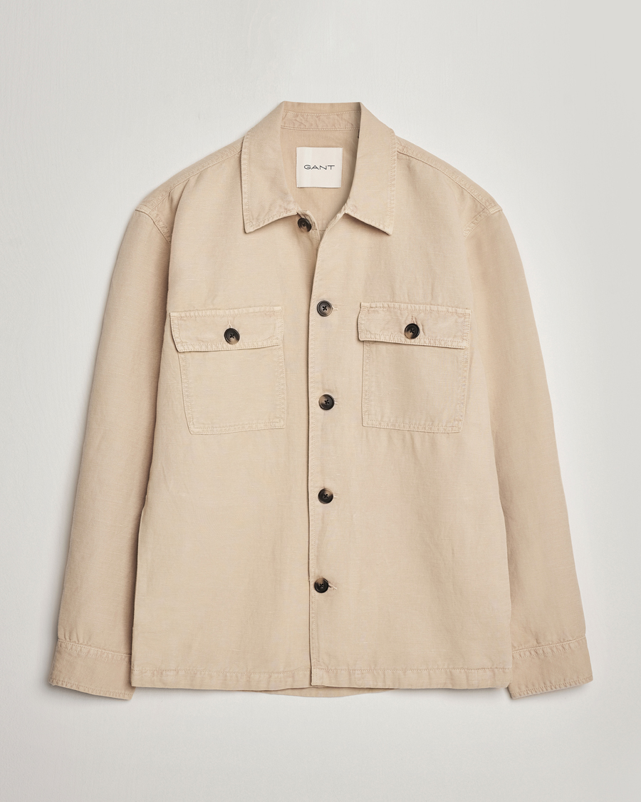 Herre | Skjorter | GANT | Linen/Cotton Twill Overshirt Dry Sand