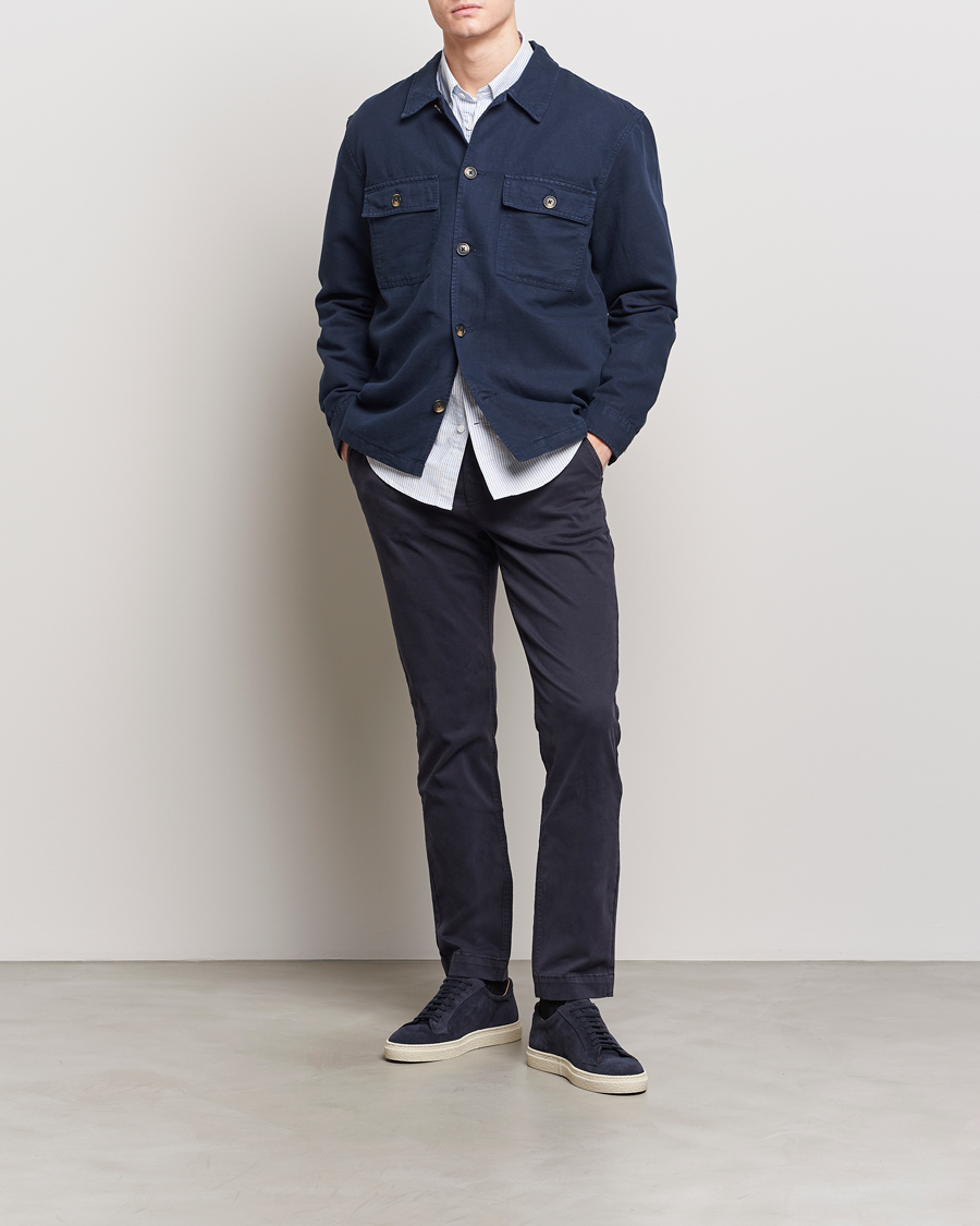 Herre | Skjorter | GANT | Linen/Cotton Twill Overshirt Marine
