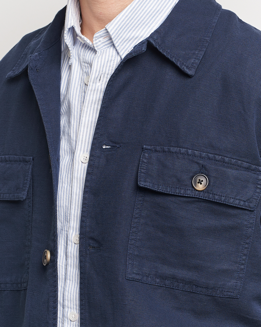 Herre | Skjorter | GANT | Linen/Cotton Twill Overshirt Marine