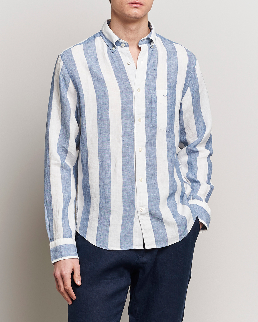 Herre | GANT | GANT | Regular Fit Bold Stripe Linen Shirt Blue/White