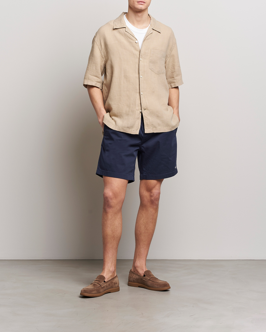 Herre | Skjorter | GANT | Relaxed Fit Linen Resort Short Sleeve Shirt Concrete Beige