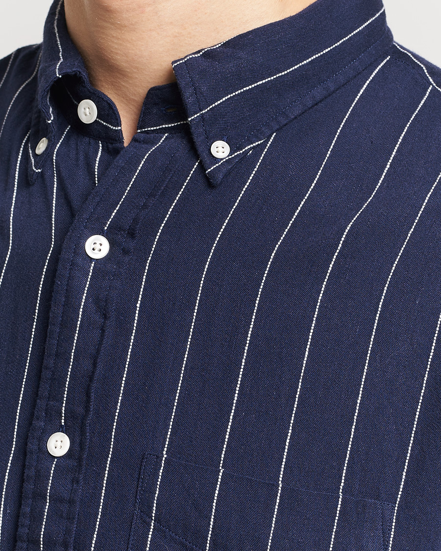 Herre | Skjorter | GANT | Relaxed Fit Slub Striped Shirt Classic Blue