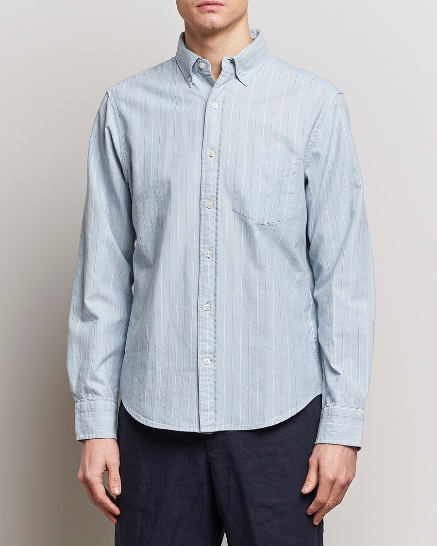 Herre | Loyalitetstilbud | GANT | Regular Fit Archive Striped Oxford Shirt Dove Blue