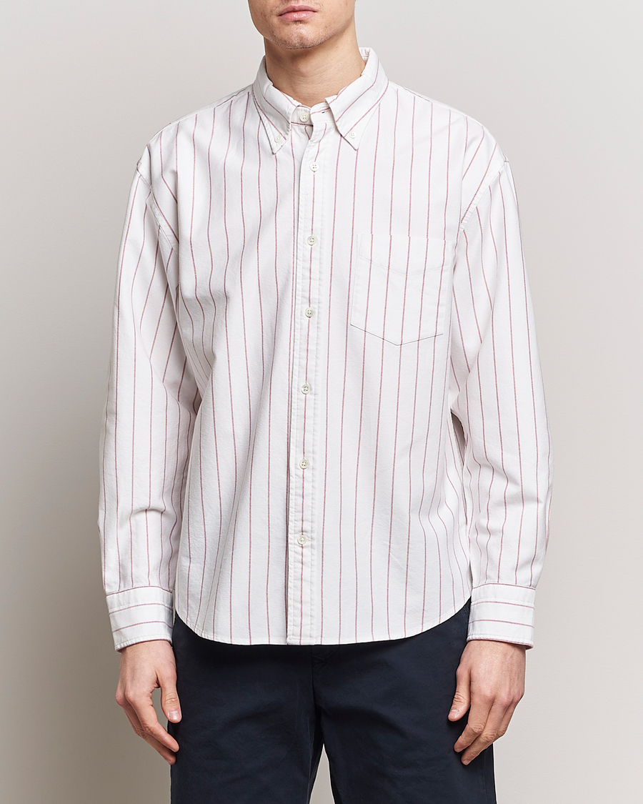 Herr | GANT | GANT | Relaxed Fit Heritage Striped Oxford Shirt White/Red