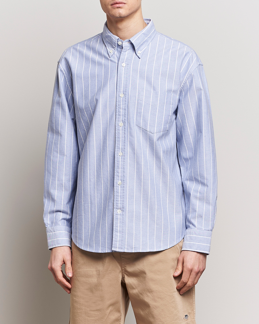Herre | Skjorter | GANT | Relaxed Fit Heritage Striped Oxford Shirt Blue/White