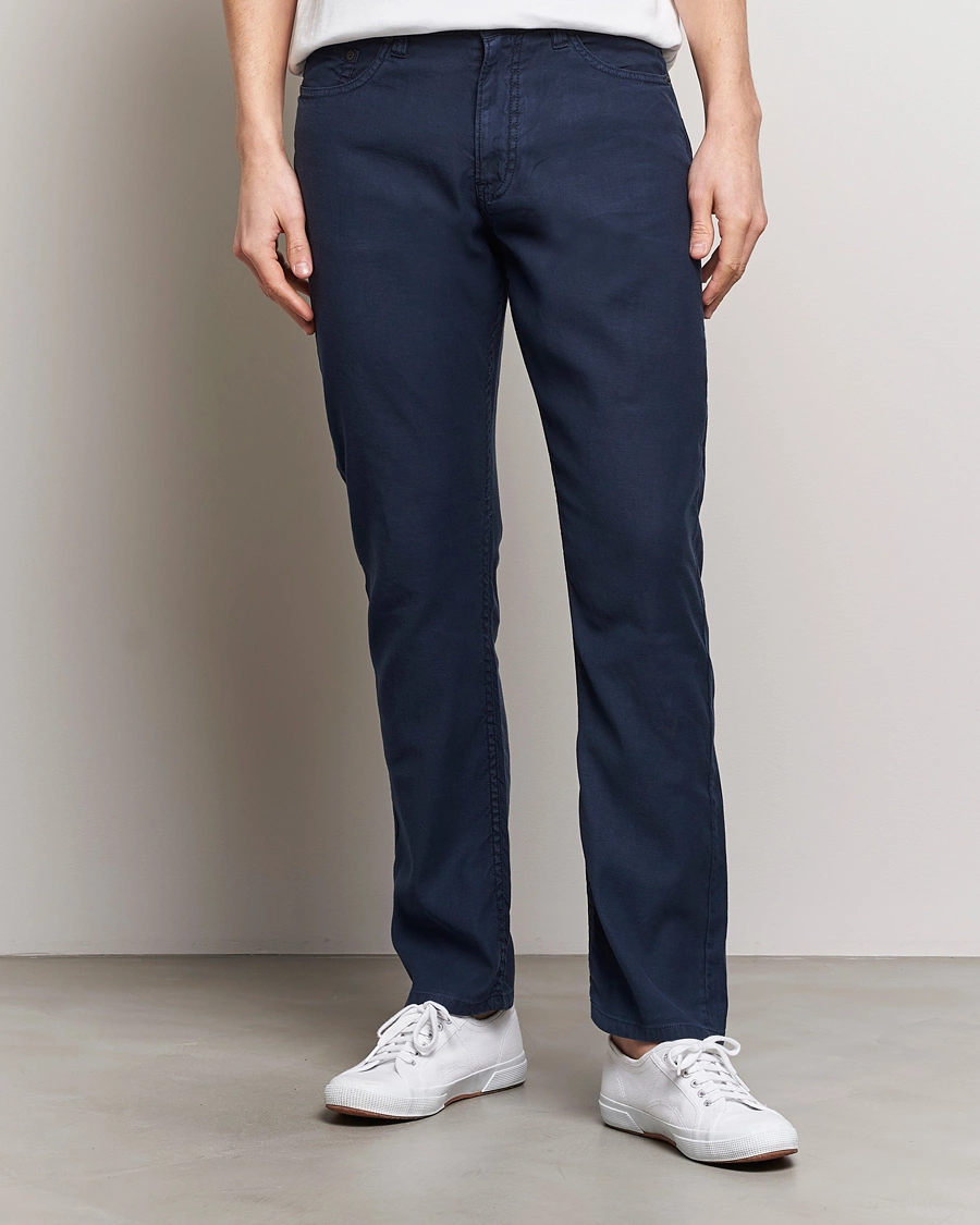 Herre | Preppy Authentic | GANT | Cotton/Linen 5-Pocket Trousers Marine