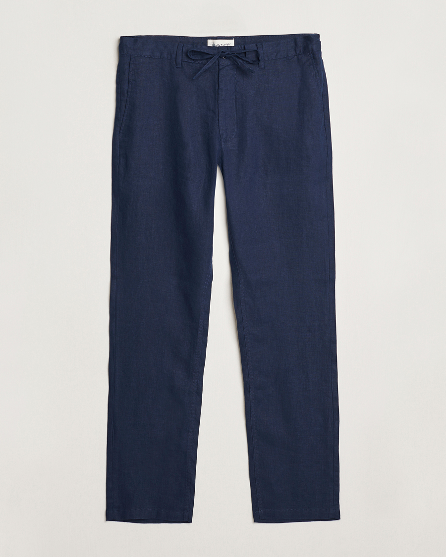 Herre | Bukser | GANT | Relaxed Linen Drawstring Pants Marine