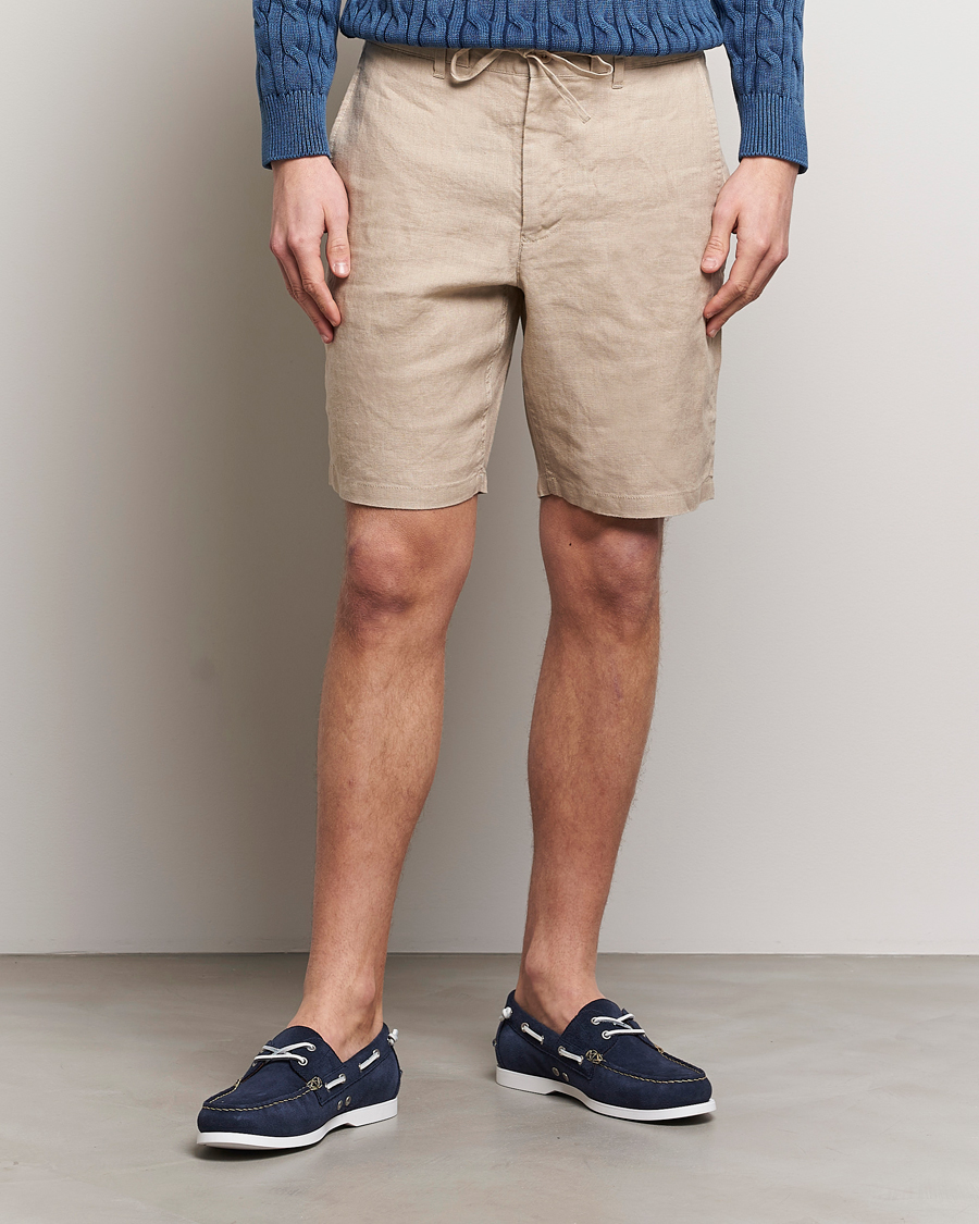 Herre | Nyheder | GANT | Relaxed Linen Drawstring Shorts Dry Sand