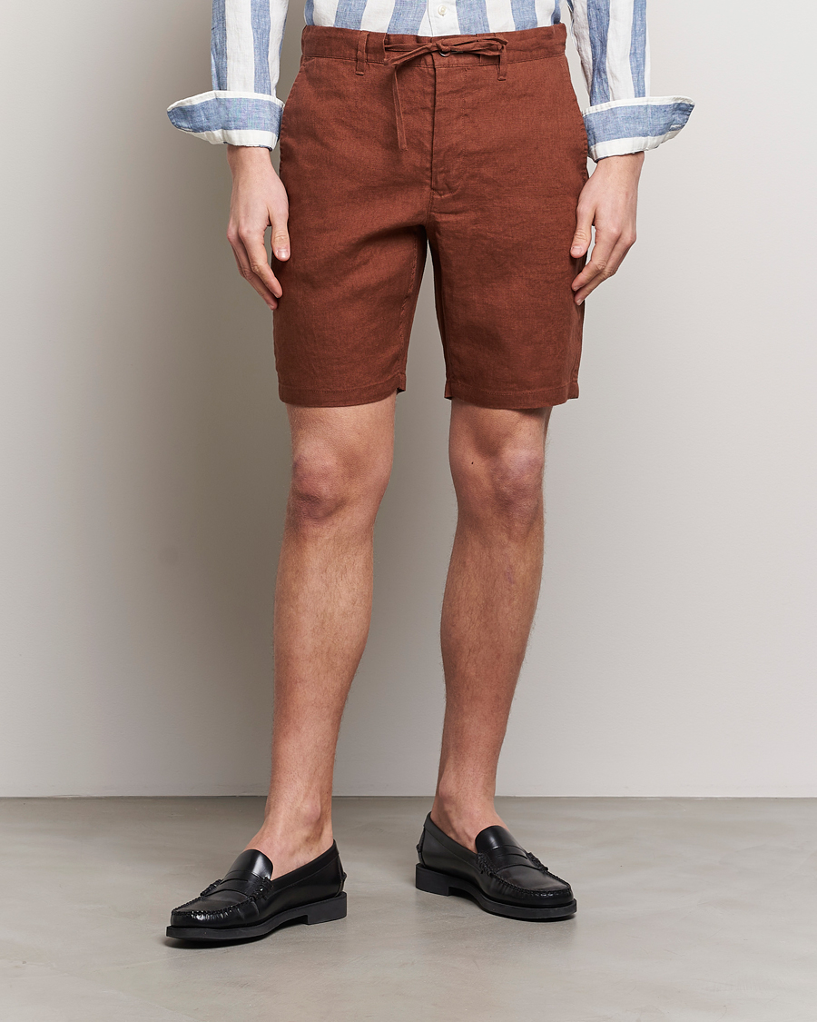 Herr | Shorts | GANT | Relaxed Linen Drawstring Shorts Cognac Brown