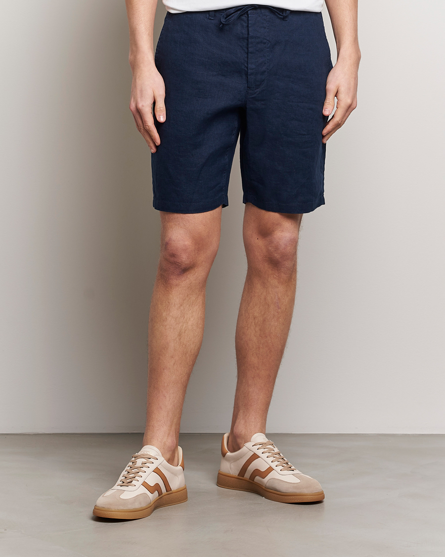 Herre | Hørshorts | GANT | Relaxed Linen Drawstring Shorts Marine