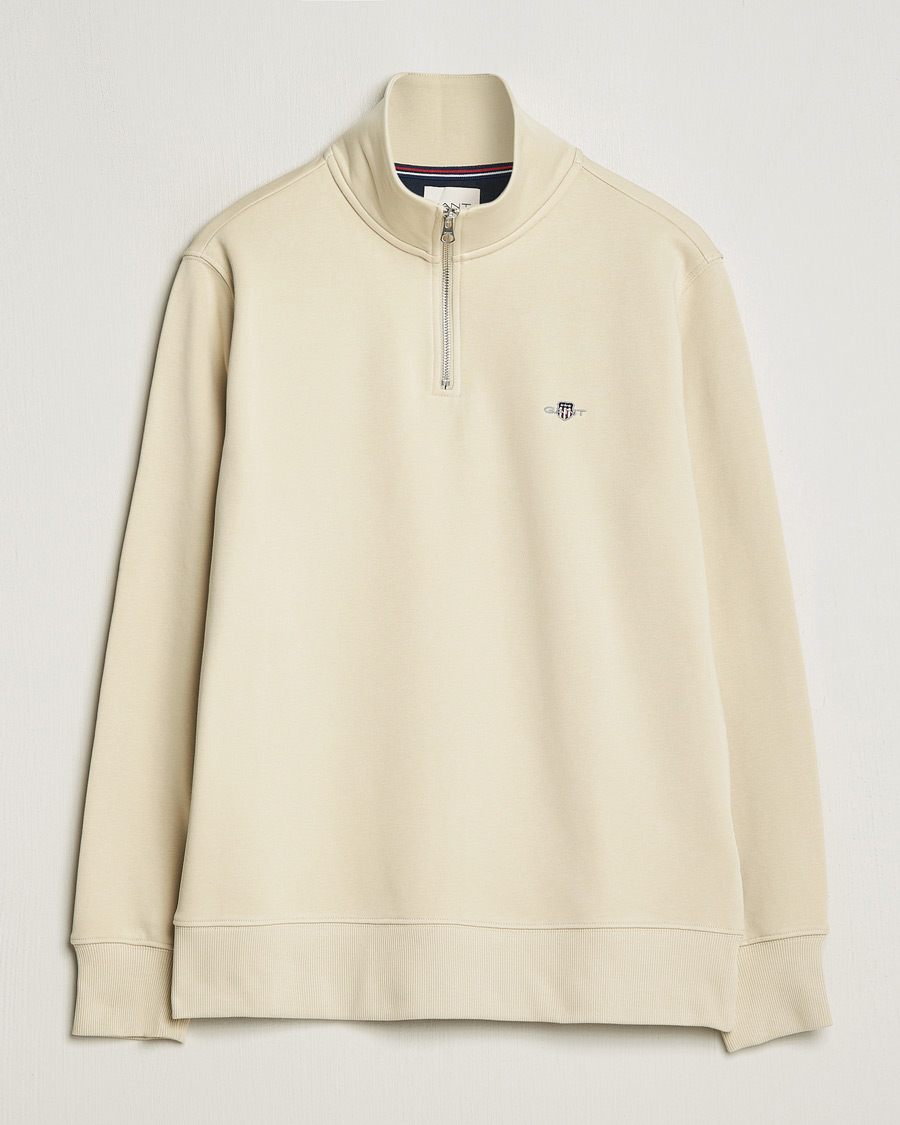 Herre |  | GANT | Original Shield Half Zip Sweater Silky Beige